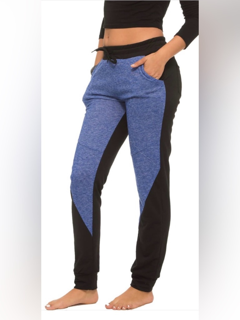 NWT COCO LIMON NYCBlue and Black Colorblock Jogger Pants